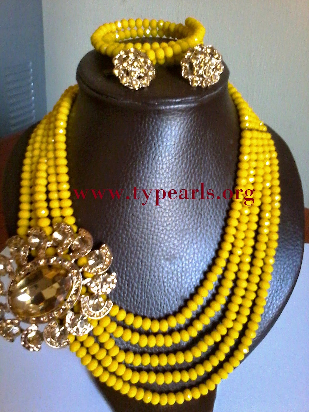 yellow layered beads