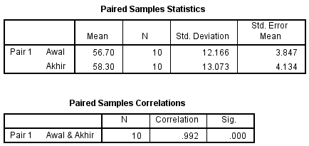 Uji Hipotesis Paired Sample t Test Dengan SPSS - matabaraja.com hasil output 1 spss statistika