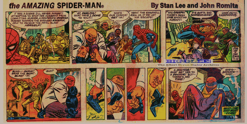 spider-man+newspaper+kingpin+stan+lee+john+romita+sr.+marvel+comics+1977+spidey+strip+3+vanessa+bronze+age+.gif