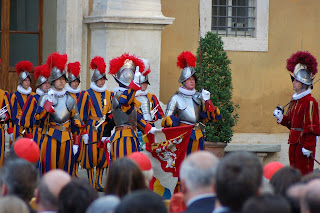 The swearing-in ceremony for the papal Swiss Guard takes place in the courtyard of San Damaso on May 6