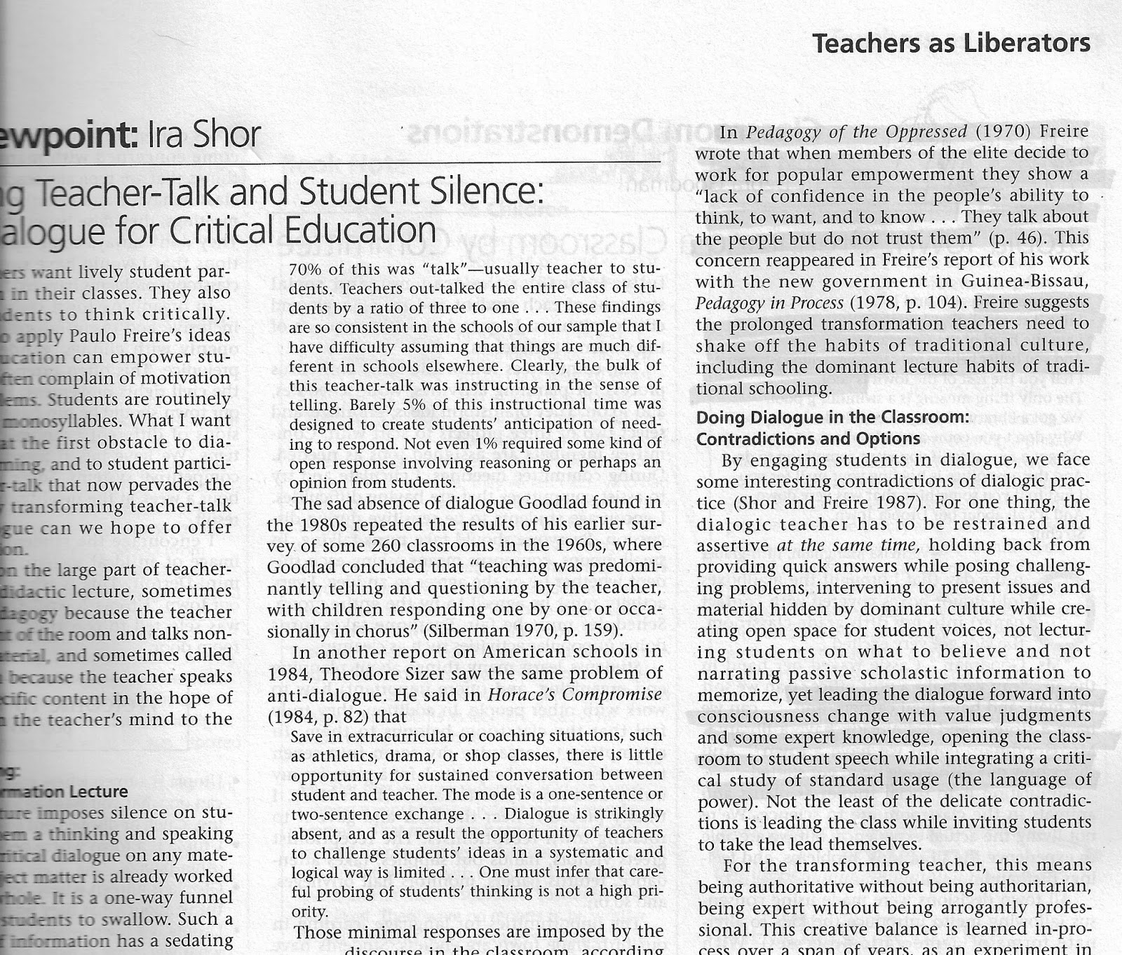 critical literacy according to ira shor Critical literacy according to ira shor in ira shor’s essay, “what is critical literacy,” shor challenges one to. critical literacy according to ira shor Critical literacy according to ira shor in ira shor’s essay, “what is critical literacy,” shor challenges one to.