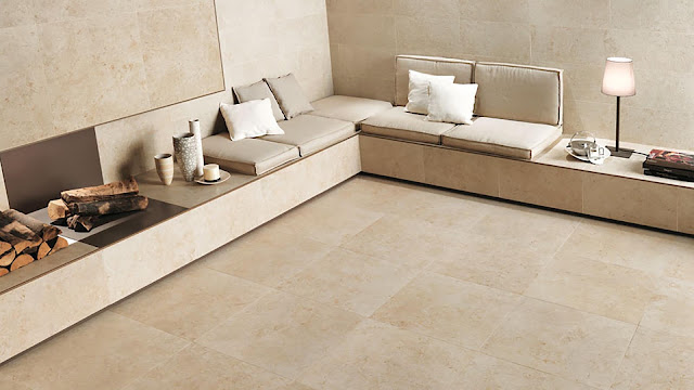 Floor tiles design for living room SUNROCK collection in Seaside Private Villa