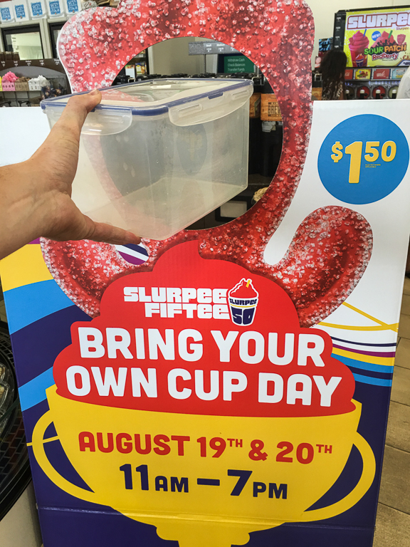 Tales of the Flowers Bring Your Own Cup Slurpee day