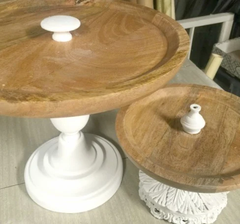 How to Make Wooden Pedestal Dishes from Lamp Parts www.homeroad.net