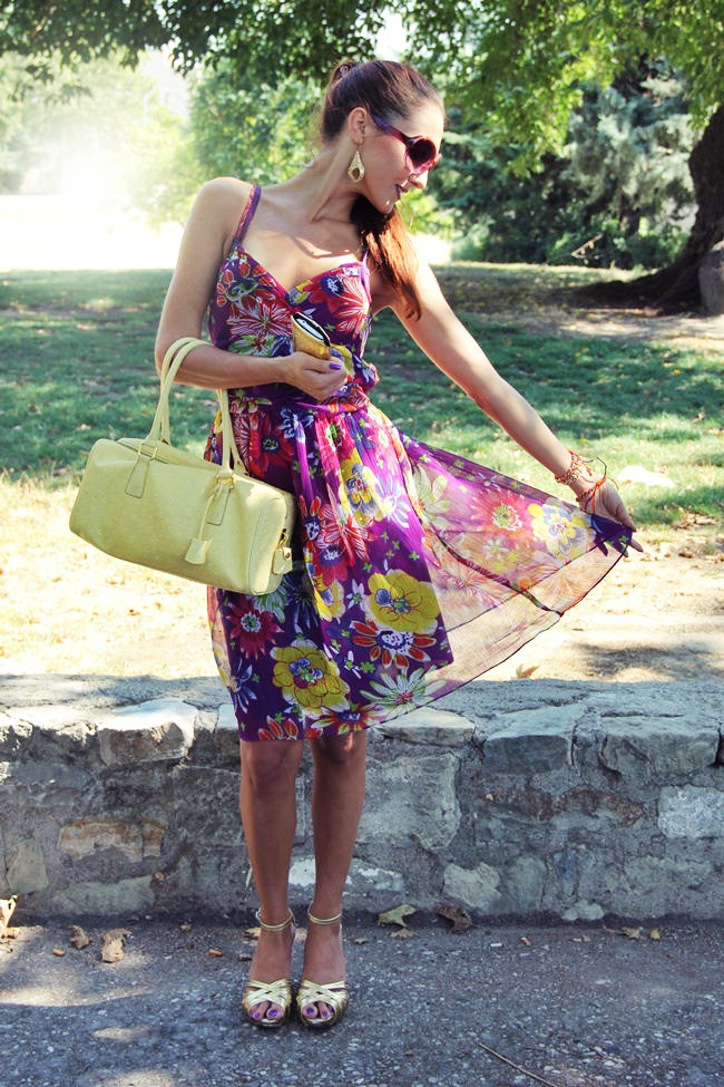 outfit Purple Floral Dress GLAM FAB HAPPY