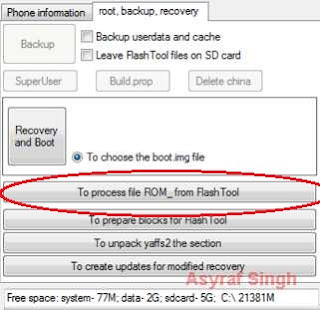 To process file ROM_from Flash Tool. - mtk droid tools
