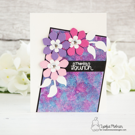 Thanks a Bunch Card by Zsofia Molnar | Floral Fringe Stamp Set and Flower Trio Die Set by Newton's NookDesigns #newtonsnook #handmade