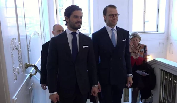 Queen Silvia, Prince Daniel and Prince Carl Philip at Baltic Sea Seminarfor King Carl Gustaf's 70th birthday celebrations