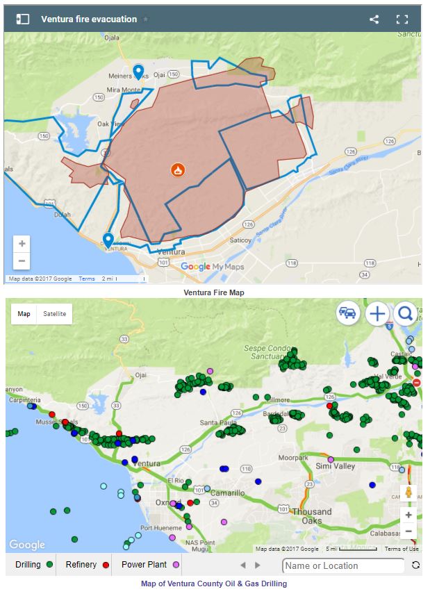 Live Map of Ventura Thomas Fires Near Oil & Gas Drilling