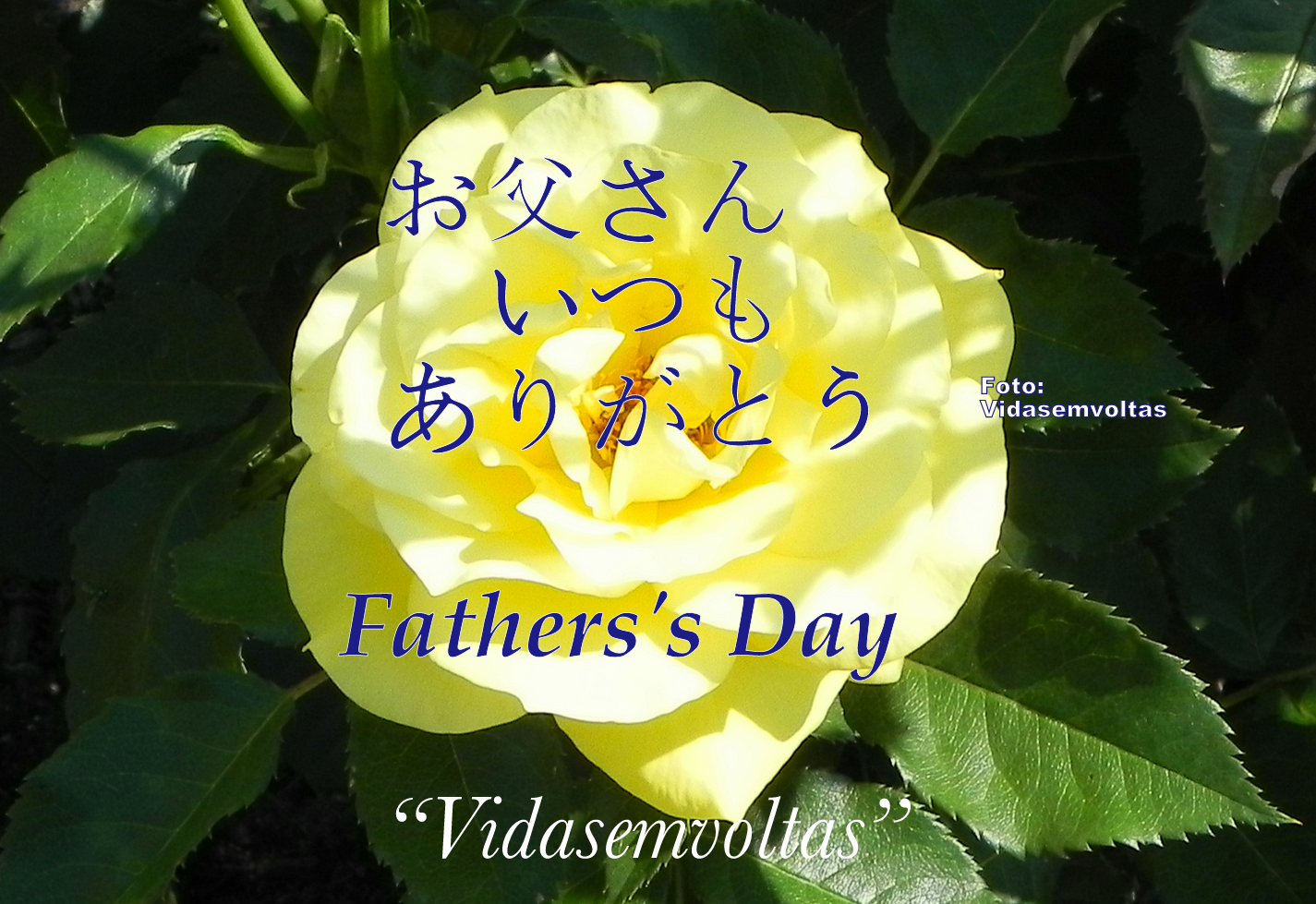 Ilustração que celebra o Dia dos Pais no Japão com mensagens em japonês e português, expressando gratidão eterna aos pais.