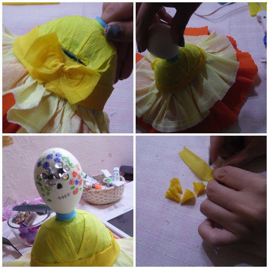 Alcancía de catrina con material reciclado