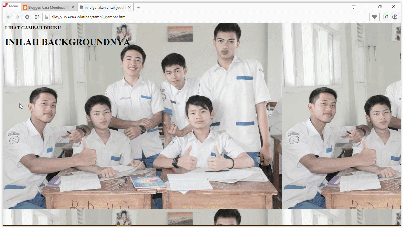 mengubah backgroun dengan gambar