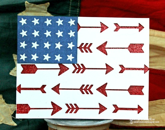 Stars and Stripes Flag Card by Larissa Heskett | Points & Plumes Arrow Die set by Newton's Nook Designs #newtonsnook 