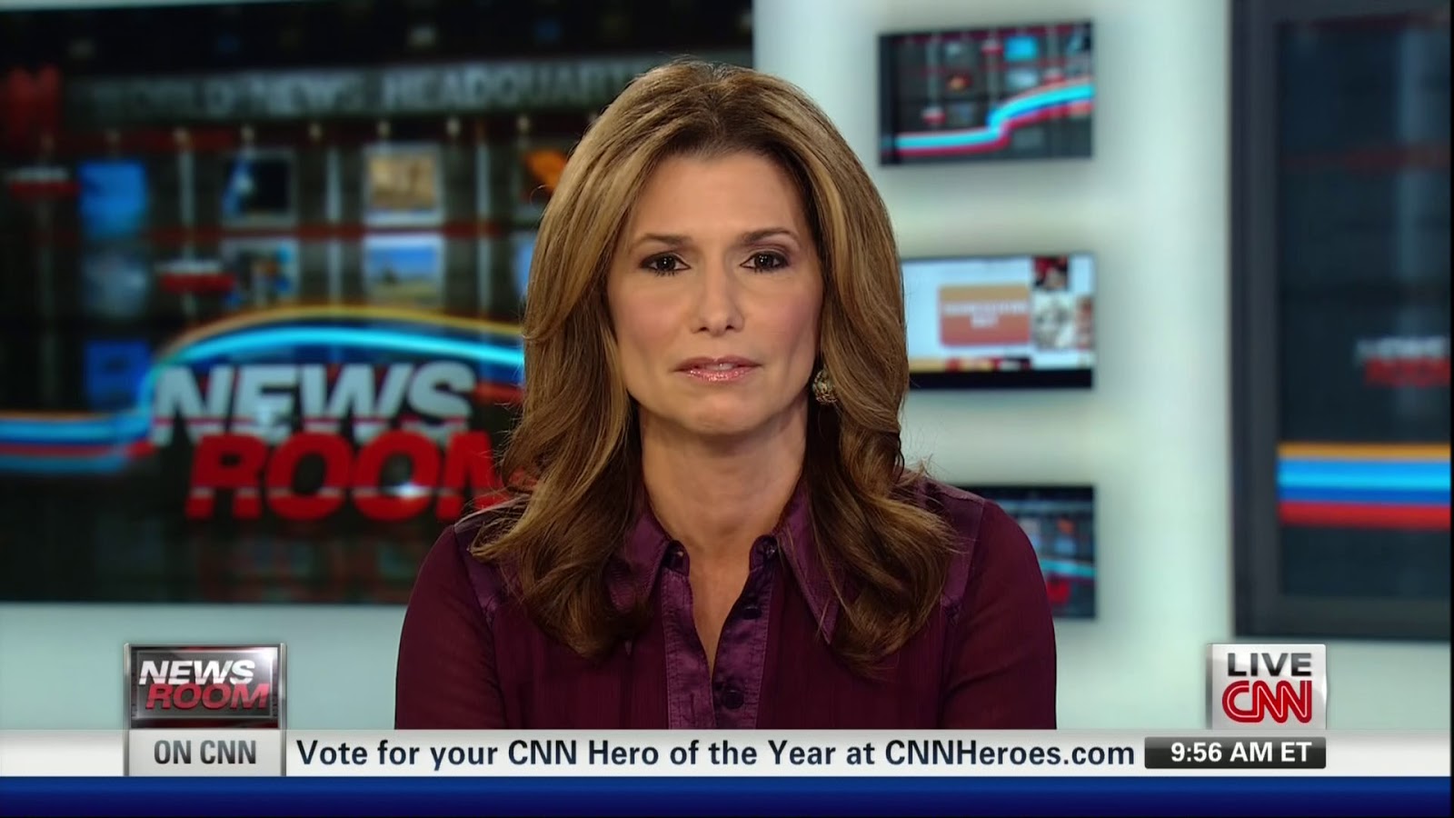 Ladies in Satin Blouses: carol costello - maroon silk blouse