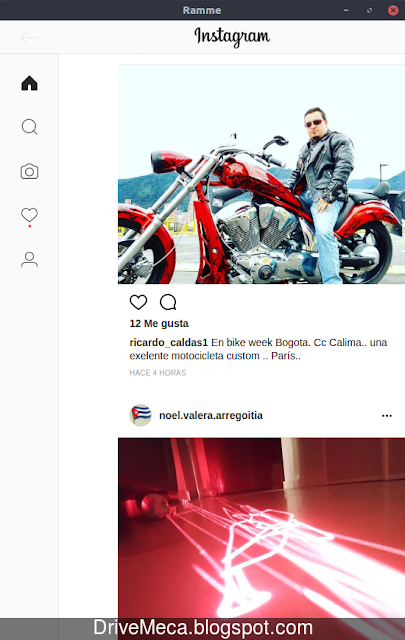 Usando Ramme Instagram app en Linux Ubuntu