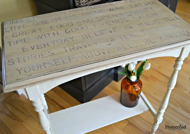 A Lettered Table Top With Important Tips using a children's stencil