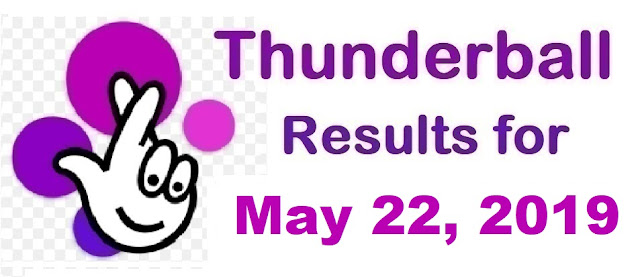 Thunderball results for Wednesday, May 22, 2019 Thunderball results for Wednesday, May 22, 2019