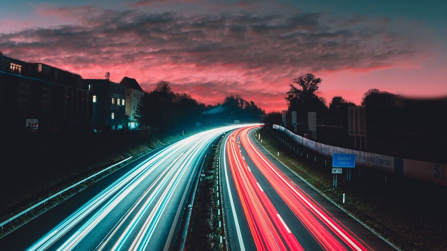 Road, Sunset, Long Exposure, Scenery, 4K, #6.991