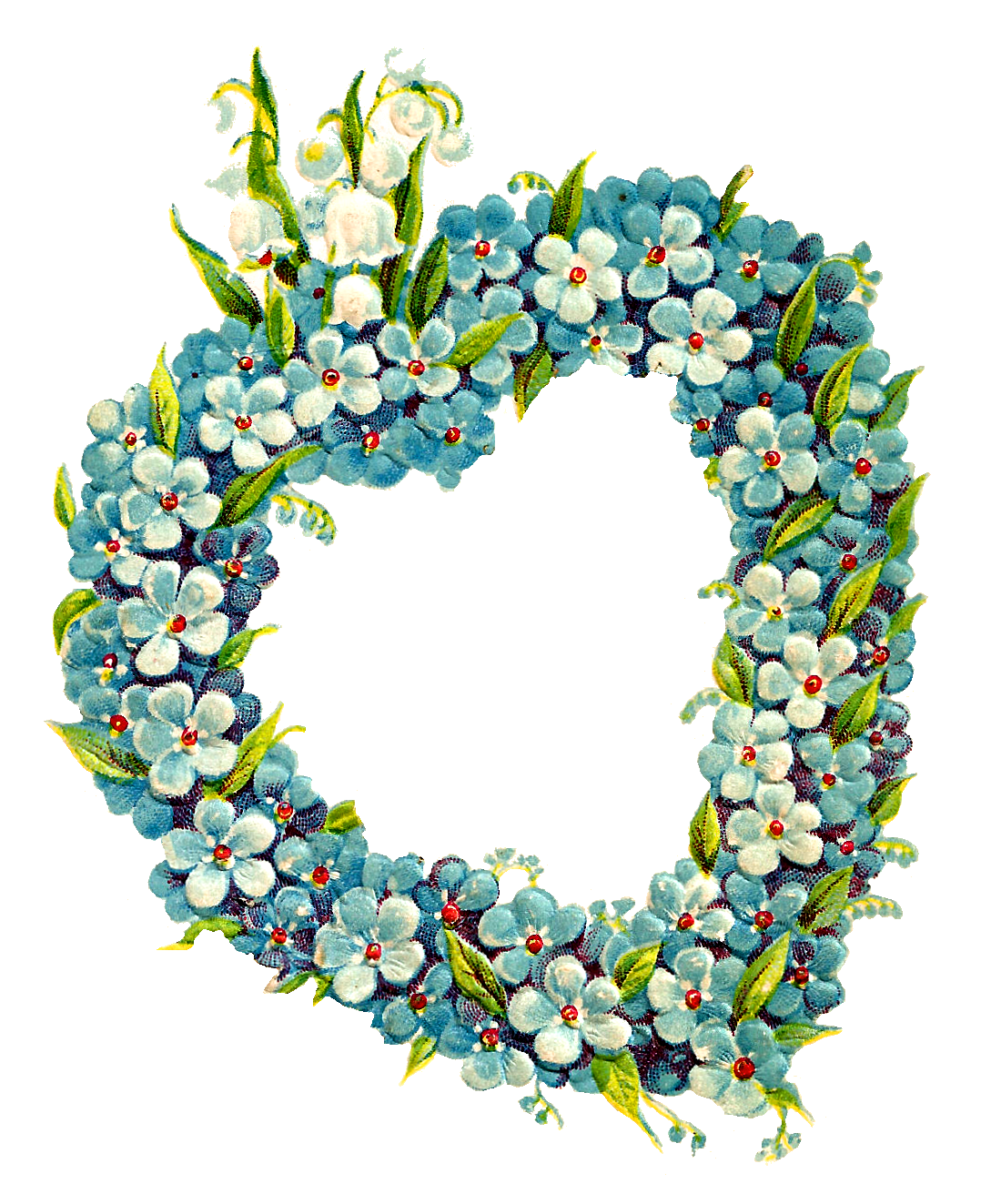 Antique Images Romantic Flower Heart Digital Frame Wildflower Border Image