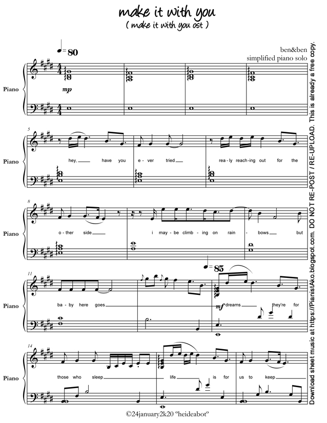 simplified piano make it with you ( make it with you ost ) by ben&ben PianistAko free OPM