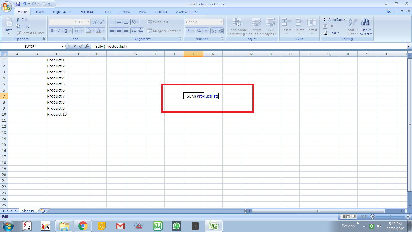Name Rang in Excel and it's use.