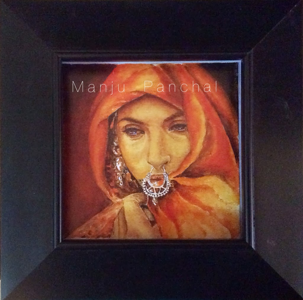 acrylic painting of rajasthani woman by Manju Panchal
