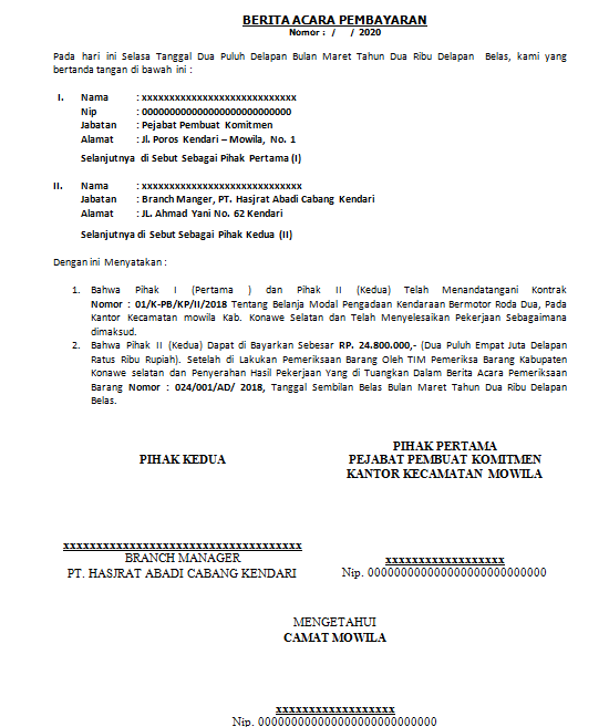 Contoh Surat Berita Acara Serah Terima Dokumen