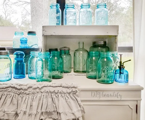 vintage blue mason jar collection