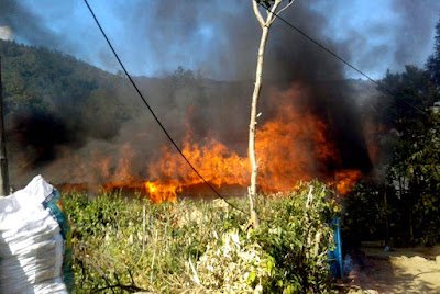 Fire burnt house Rungbee Cinchona Division Fire burnt house Rungbee Cinchona Division