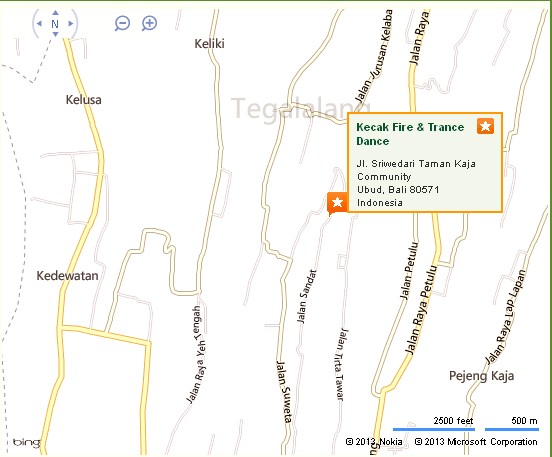 Kecak Fire together with Trance Dance inward Ubud Location Map BaliTourismmap: Ubud Kecak Fire together with Trance Dance Location Map