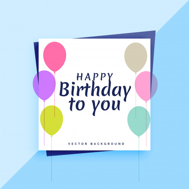 Elegant happy birthday card design with colorful balloons Free Vector