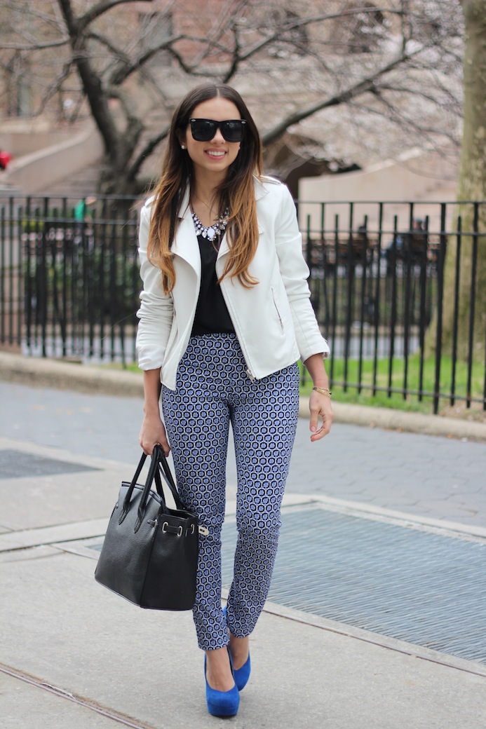 Printed bottoms and white jacket type of day... | Nany's Klozet