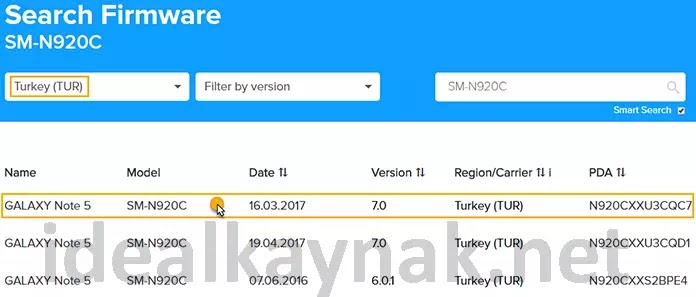 UPDATO Samsung Telefonlar için Stock ROM indirme