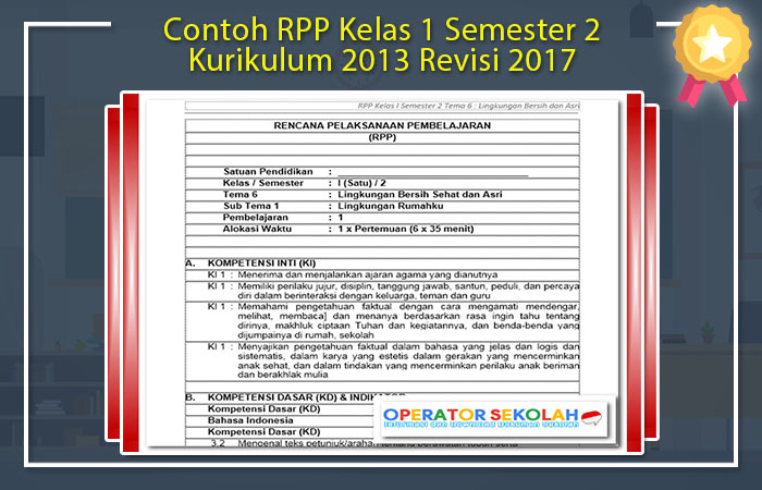 Contoh RPP Kelas 1 Semester 2 Kurikulum 2013 Revisi 2017 Contoh RPP Kelas 1 Semester 2 Kurikulum 2013 Revisi 2017