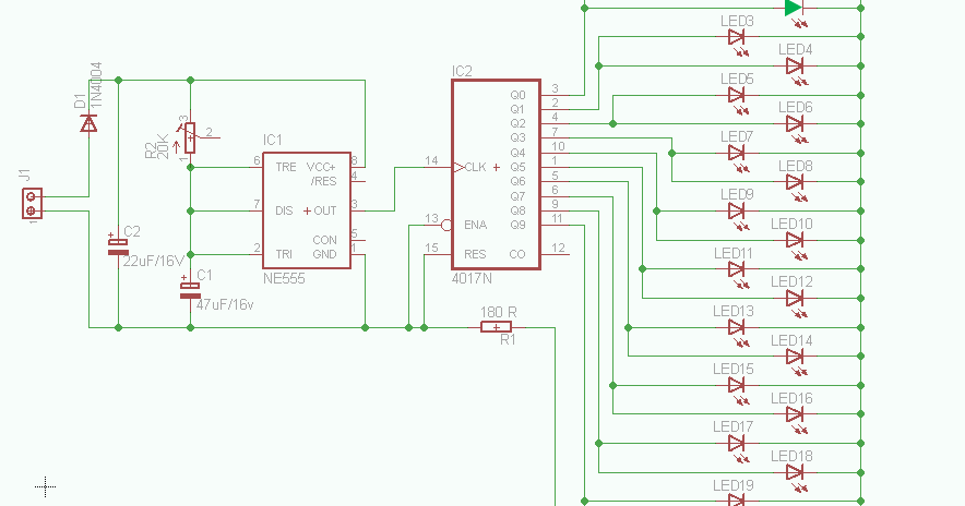 Rangkaian LED berjalan dengan IC 4017 - Studi Elektro