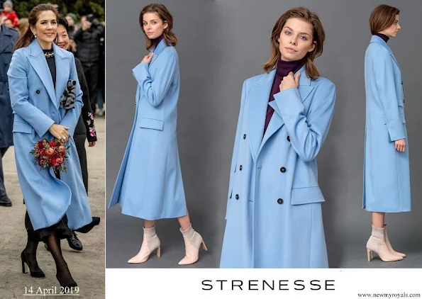 Crown Princess Mary wore STRENESSE wool coat in Loro Piana