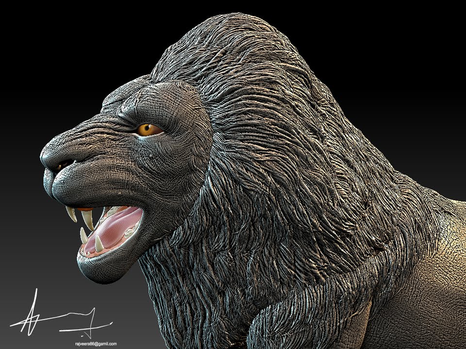 Philip3dJob Lion Model zbrush sculpting