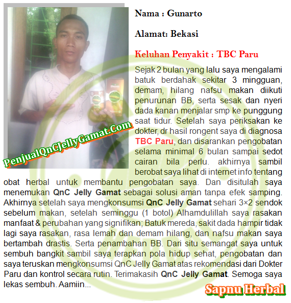Cara Mudah Mengobati Tbc Paru Secara Alami Terbukti Manjur ~ TESTIMONI QNC JELLY GAMAT Cara Mudah Mengobati Tbc Paru Secara Alami Terbukti Manjur ~ TESTIMONI QNC JELLY GAMAT