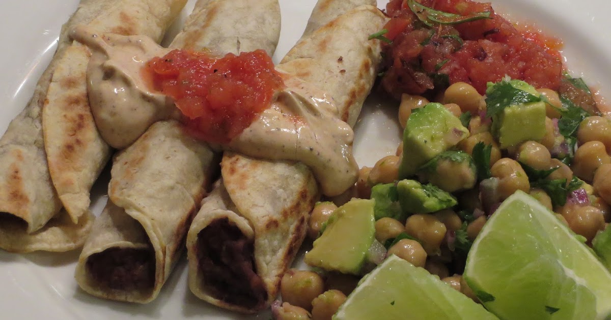Tracy's Living Cookbook Orange Black Bean Taquitos and Chickpea