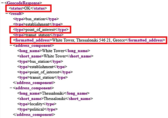 Reverse Geocoding Response Reverse Geocoding Response