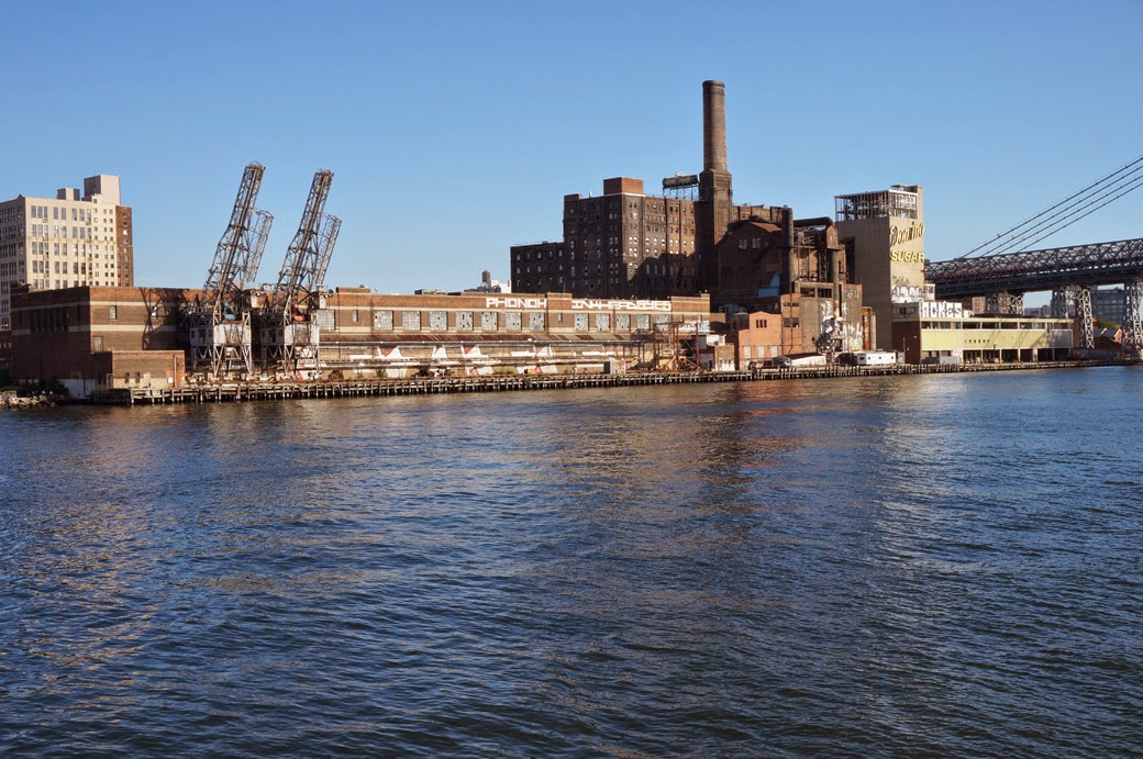 Domino Suger Refinery from the East River toward the Williamsburg Bridge