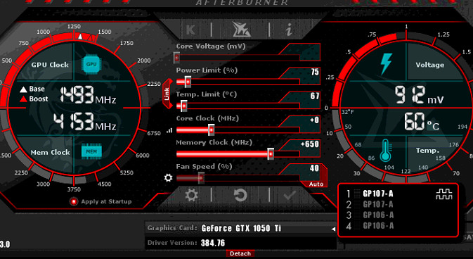 Разгон 1050 ti в afterburner