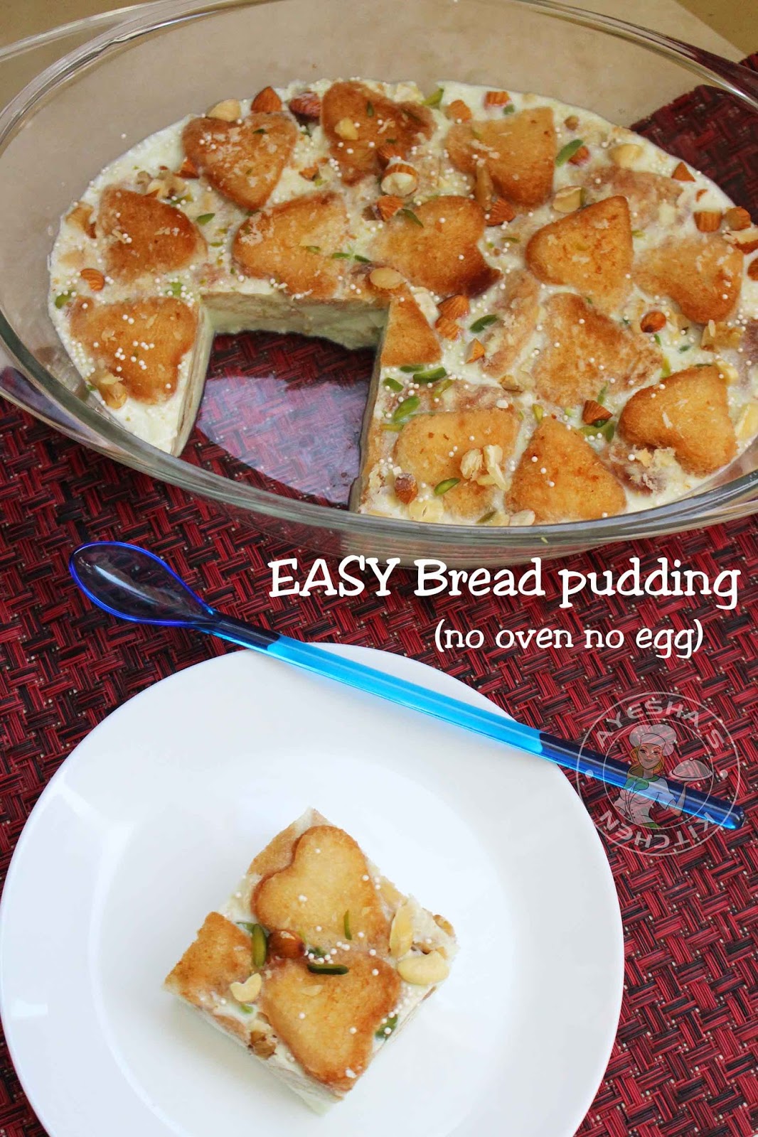 EASY BREAD PUDDING - NO OVEN NO EGG BREAD PUDDING RECIPE