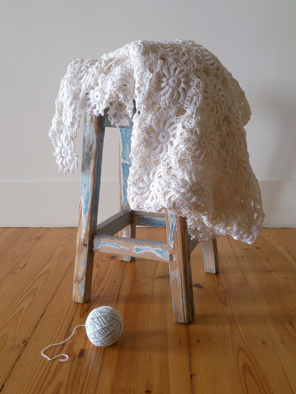 ByHaafner, crochet, vintage blanket, white, lace