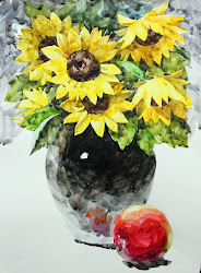 NAMIL ART: [ watercolor step by step] sunflower and black