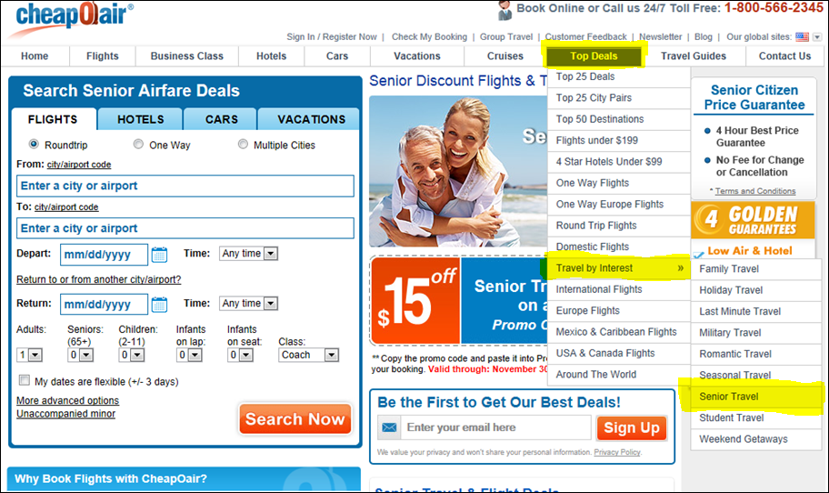 the cheapest airlines Cheapest Senior Airfare