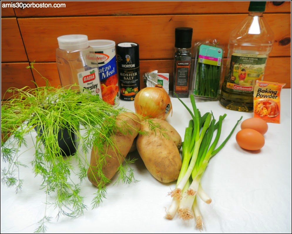 Ingredientes para Latkes de Patata con Salmón Ahumado y Sour Cream