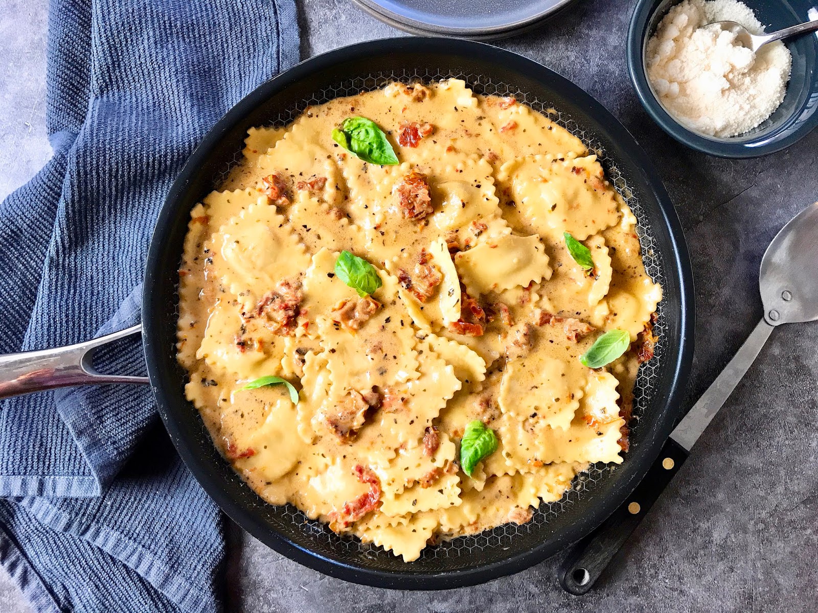 Ravioli with Sun Dried Tomato Cream Sauce