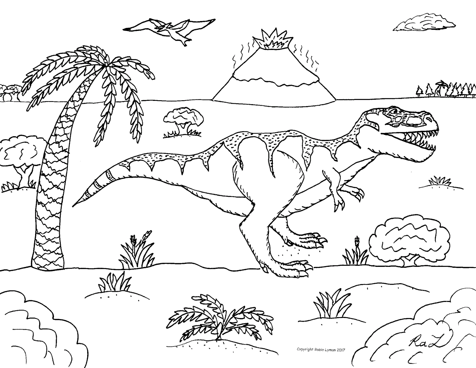 Robin's Great Coloring Pages: Tyrannosaurus and Triceratops