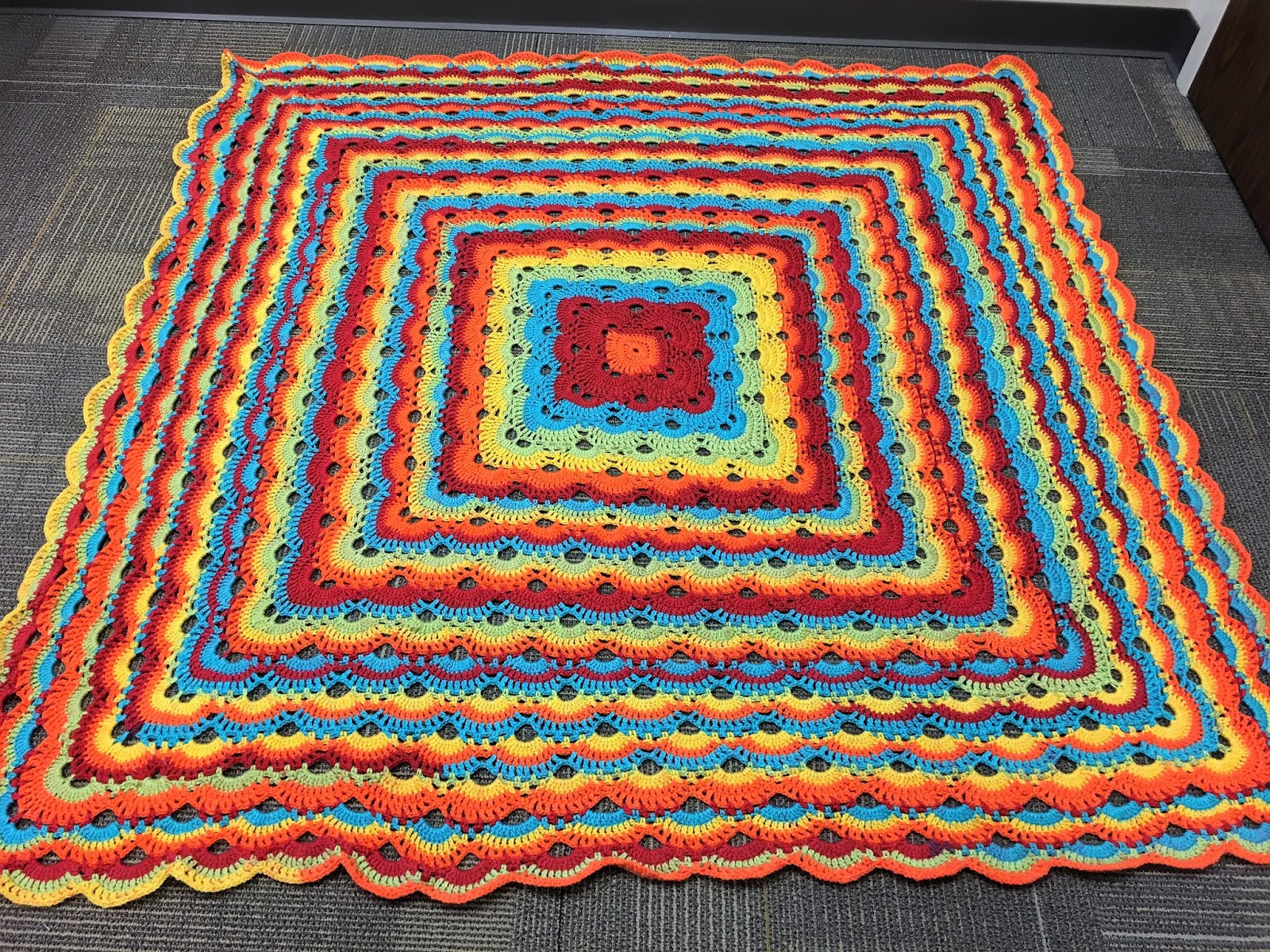 Peace, Love & Understanding Virus Blanket Completed!